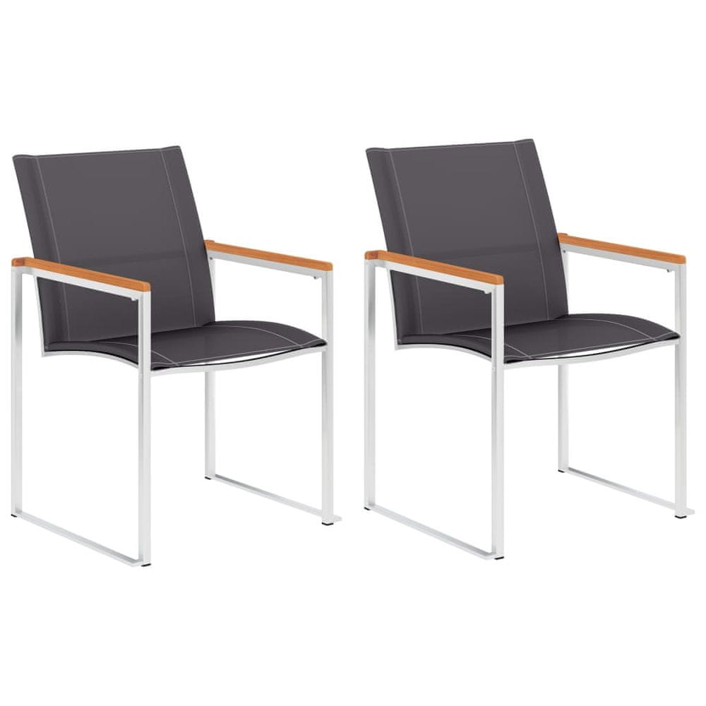 Petromila vidaXL Záhradné stoličky 2 ks sivé textilén a nehrdzavejúca oceľ